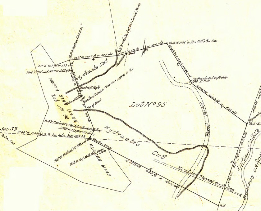 Map showing the 1885 Survey of the Excelsior Mine 